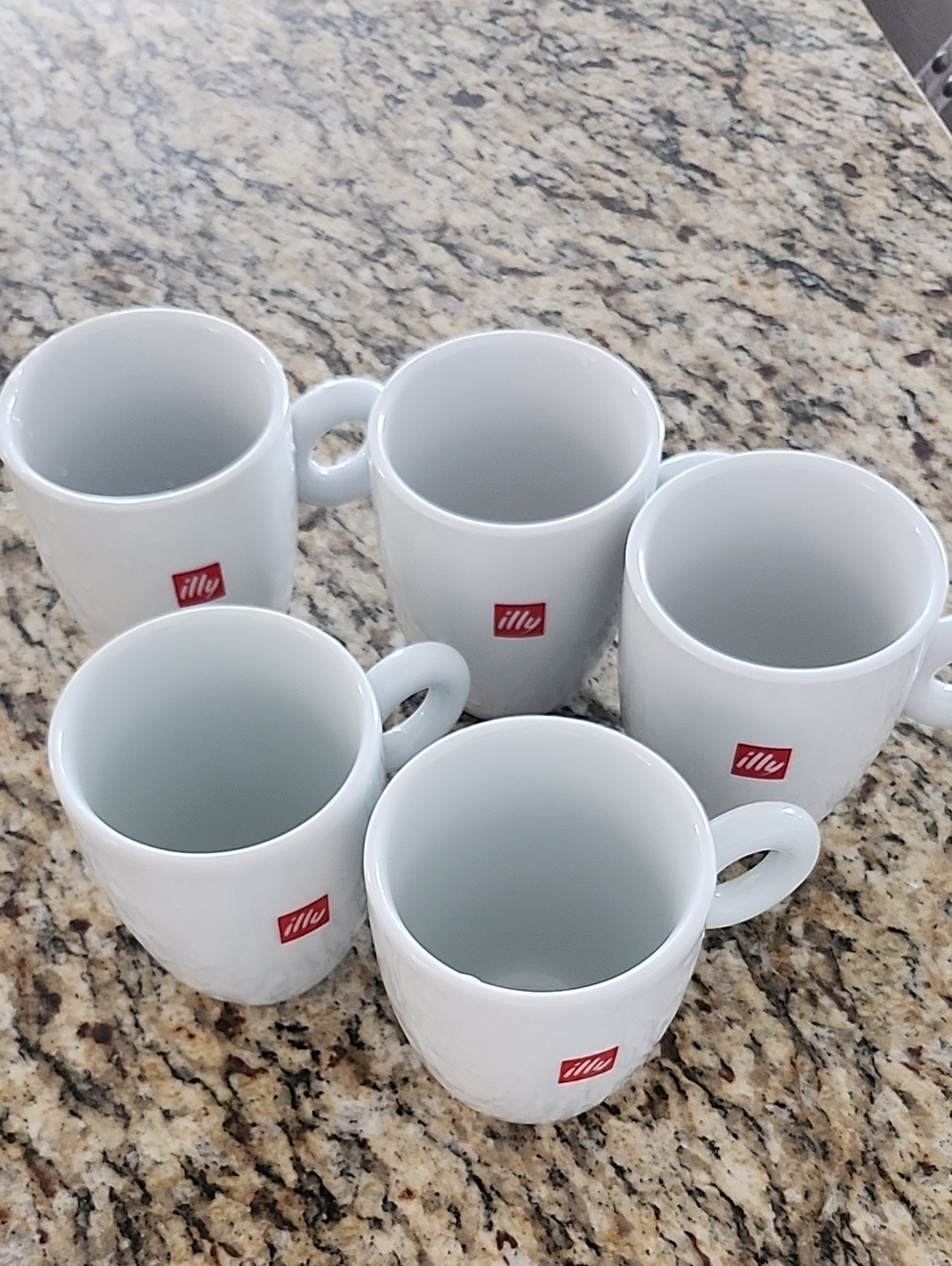 Illy White Ceramic Coffee Mugs - Set of 5